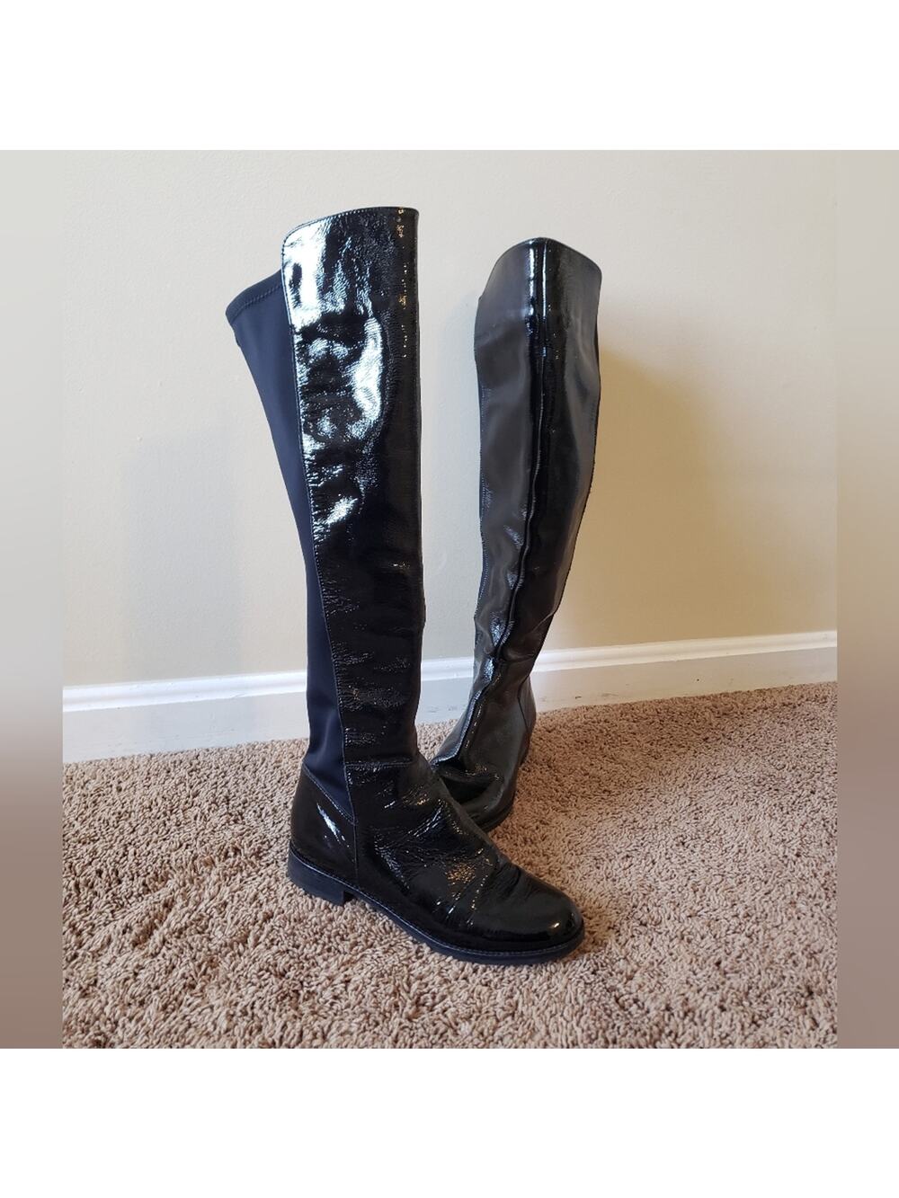 Aldo glossy leather knee high riding boots black 8